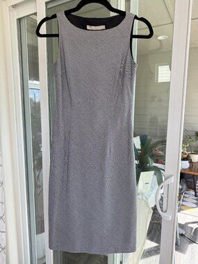 G2000 Gray Houndstooth Sleeveless Sheath Dress Lined Business Casual Size 2